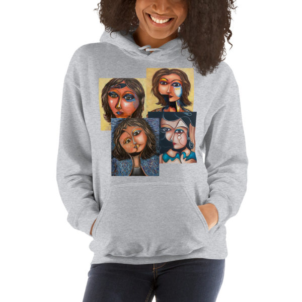 Buy Hoodie unisex with women's portraits artworks - Image 3