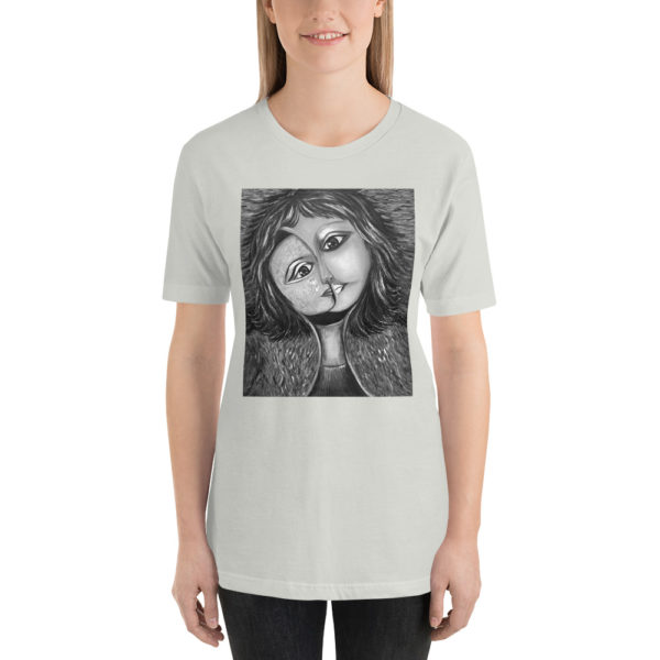 Black and white t-shirt  | woman's artistic portrait t-shirt - Image 2