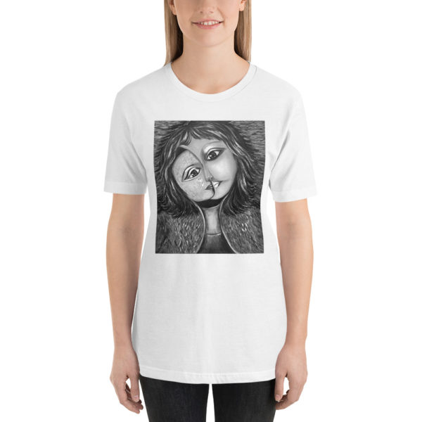 Black and white t-shirt  | woman's artistic portrait t-shirt - Image 3