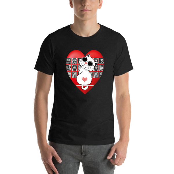 Cute cat in artistic heart Unisex t-shirt