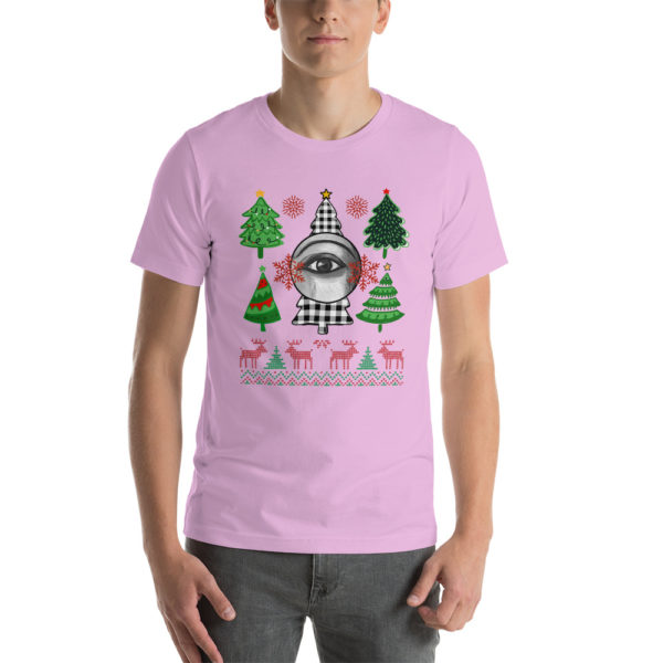 Christmas Unisex t-shirt | Christmas Trees and eyes t-shirt - Image 4