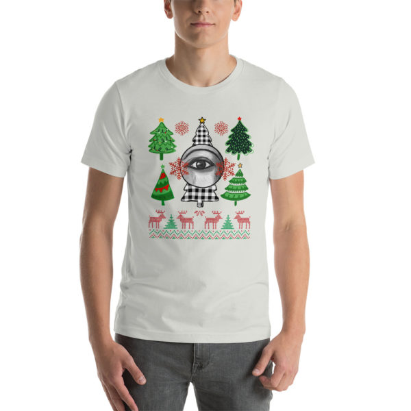 Christmas Unisex t-shirt | Christmas Trees and eyes t-shirt - Image 6