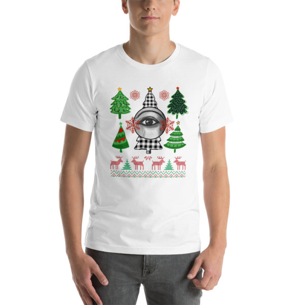 Christmas Unisex t-shirt | Christmas Trees and eyes t-shirt - Image 7