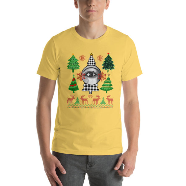 Christmas Unisex t-shirt | Christmas Trees and eyes t-shirt - Image 5