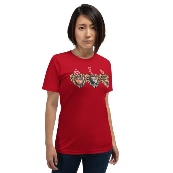 Unisex t-shirt for women | Heart  Leopard print women's t-shirt - Image 3